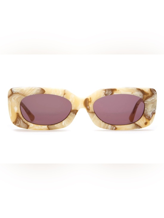 Crap Eyewear Accessories - Crap Eyewear The Supa Phreek - Cream Marble Bio & Plum Lense
